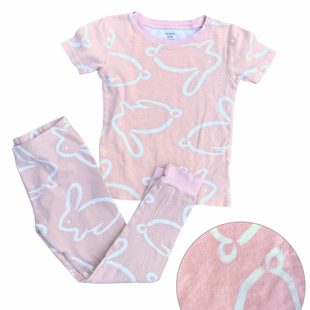 Carter's Pink and White Bunny Pajama Set